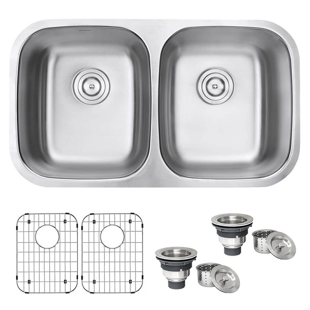 Ruvati 32-inch Stainless Steel Double Bowl Undermount Kitchen Sink