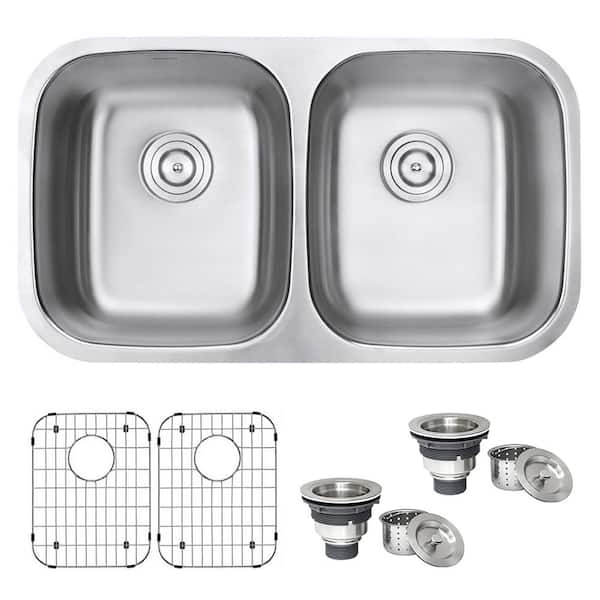 Parmi 32 in. Undermount 50/50 Double Bowl 16-Gauge Stainless Steel Kitchen Sink with Gently Rounded Corners
