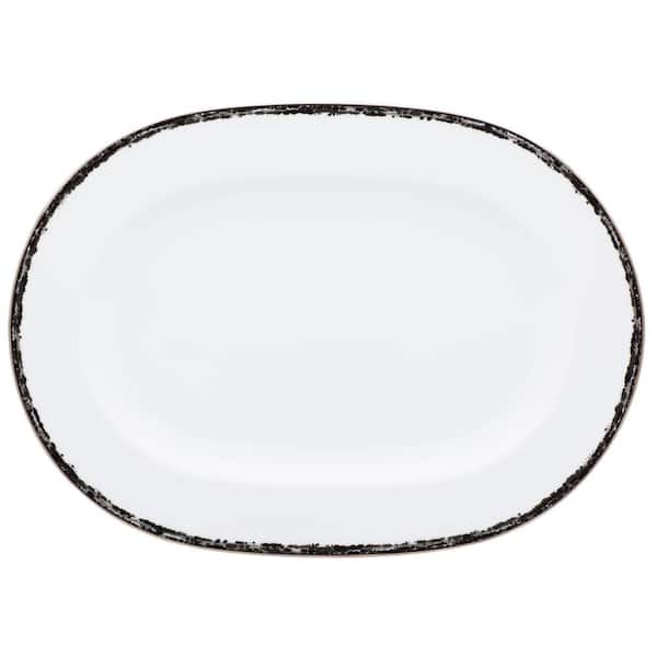 Noritake Black Rill 16 in. (Black) Porcelain Oval Platter