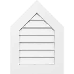 12 in. x 30 in. Peaked Top Surface Mount PVC Gable Vent 10/12 Pitch: Decorative with Standard Frame