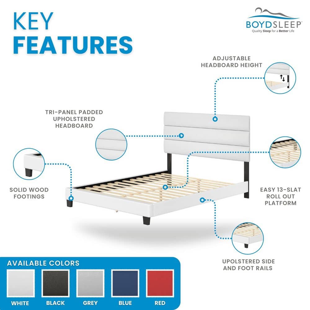 Piedmont Full White Faux Leather Upholstered Platform Bed