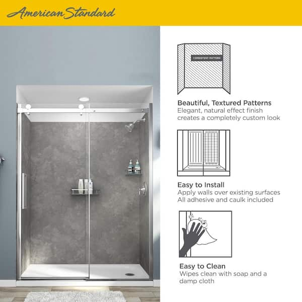 Passage 60 in. x 72 in. 2-Piece Glue-Up Alcove Shower Wall with Corner  Shelf in White Subway Tile