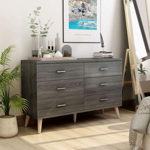 Fort Ordan 6-Drawer Dark Gray Dresser (29.5 in. H x 47 in. W x 15.5 in. D)
