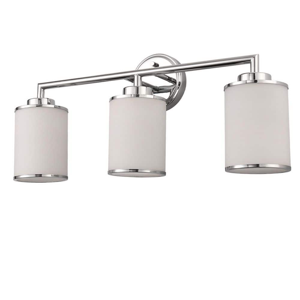 17 in. 3-Light Chrome Vanity Light with Frosted Cylinder Glass Shades Stylish Modern Wall Sconce for Vanity Powder Room price history on PriceWatchPro