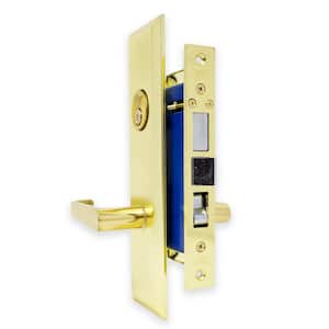 Brass Mortise Entry Handle Left Hand Lock Set with 2.5 in. Backset and 2 SC1 Keys