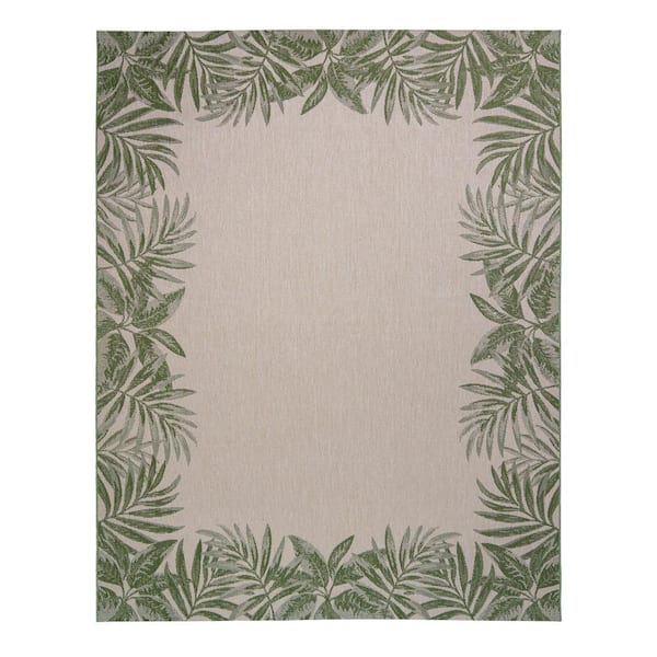 Gertmenian Paseo Tropic Green 9 ft. x 13 ft. Border Indoor/Outdoor Area Rug