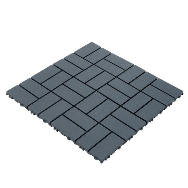 COOLSHARK 12 in. x 12 in. Outdoor Square Waterproof Polypropylene Patio Interlocking Deck Tiles Flooring, Grey (Set of 44)