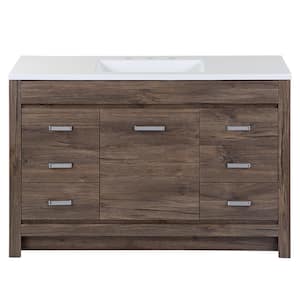 Warford 48 in. W x 19 in. D x 33 in. H Single Sink  Bath Vanity in Vintage Oak with White Cultured Marble Top