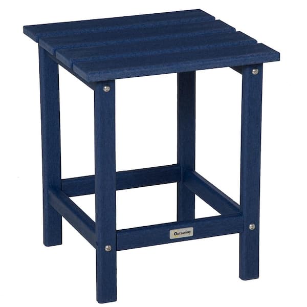 Outsunny 18 in. Blue Square Plastic Outdoor Bistro Table for Adirondack Chair, Backyard or Lawn
