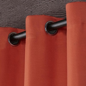 Delano Mecca Orange Solid Light Filtering Grommet Top Indoor/Outdoor Curtain, 54 in. W x 120 in. L (Set of 2)