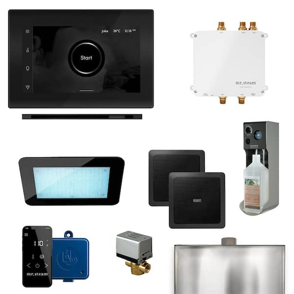 Mr. Steam Bliss Linear Programmable Steam Generator Control Kit with iSteamX Control and Linear Steamhead in Black Matte Black