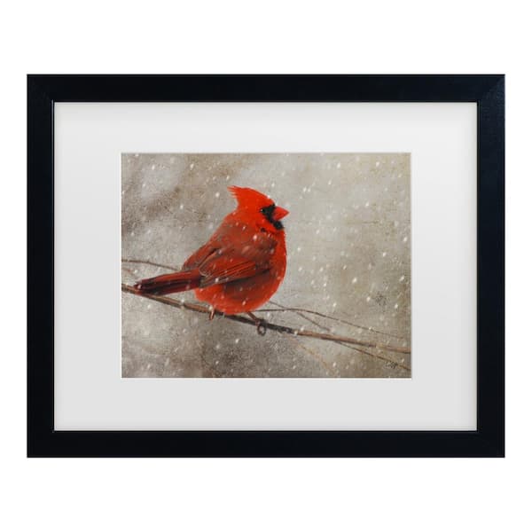 Trademark Fine Art Cardinal In Winter by Lois Bryan Framed Animal Art Print 22 in. x 18 in.