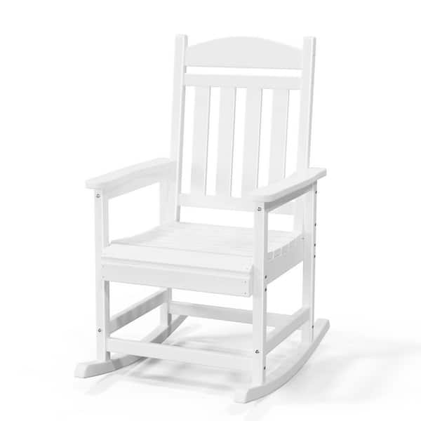 44 in. HDPE Plastic Outdoor Rocking Chair with Higher Backrest