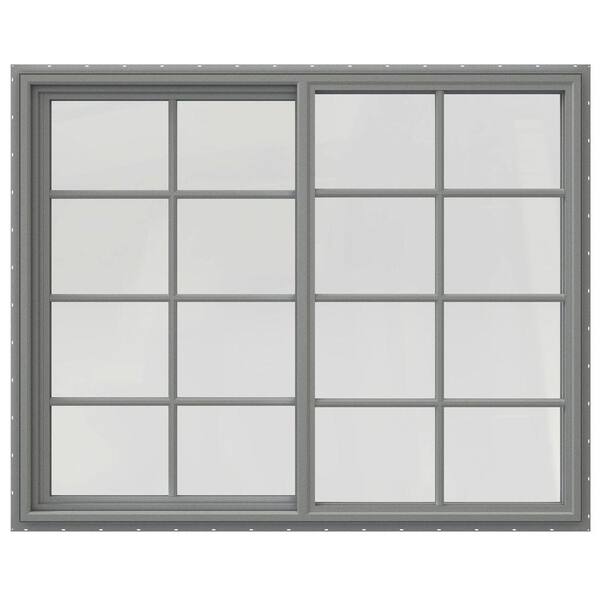 JELD-WEN 59.5 in. x 47.5 in. V-4500 Series Gray Painted Vinyl Right-Handed Sliding Window with Colonial Grids/Grilles