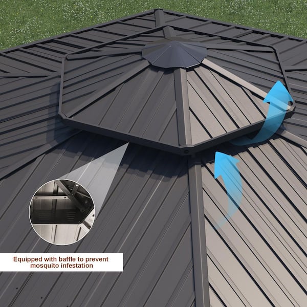 Clihome 15 ft. x 15 ft. Brown-Toned Black Finished Aluminum Frame