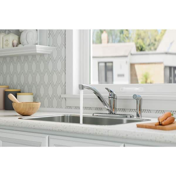 Series Single-Handle 3-Hole stallation Standard Kitchen Faucet with Side Sprayer  Polished Chrome