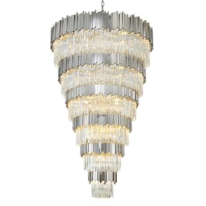 Noely 60 light Chrome Crystal Cylinder Chandelier Living Room with No Bulbs Included