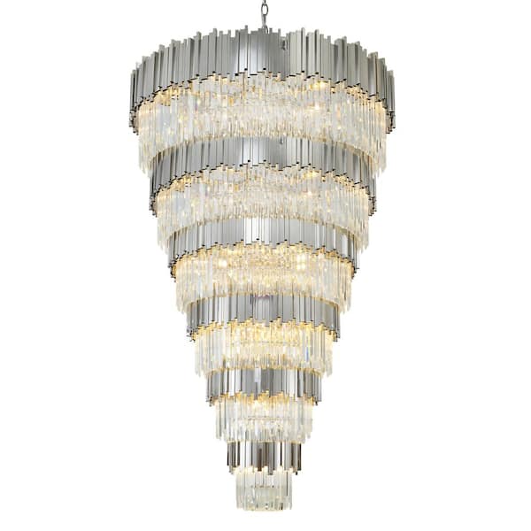 Unbranded Noely 60 light Chrome Crystal Cylinder Chandelier Living Room with No Bulbs Included