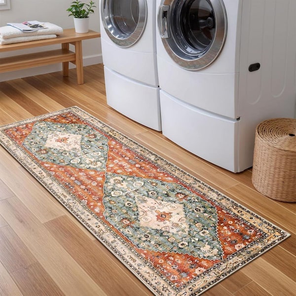 Boho Tribal 2 X 5 Multi-Colored Kitchen Runner Rugs Non Skid Washable Soft Runners for Hallways