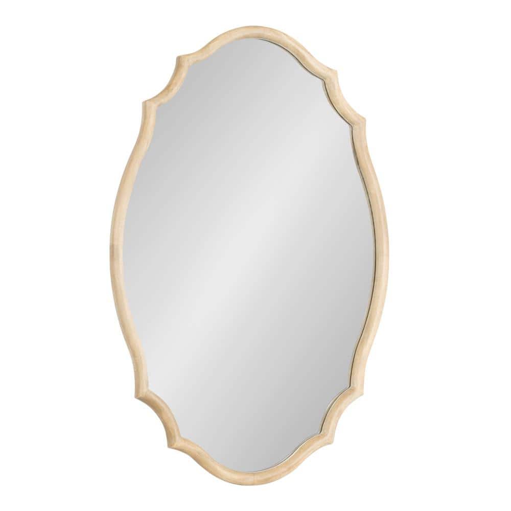 Natural Wood Scalloped Oval Wall Mirror 24x36