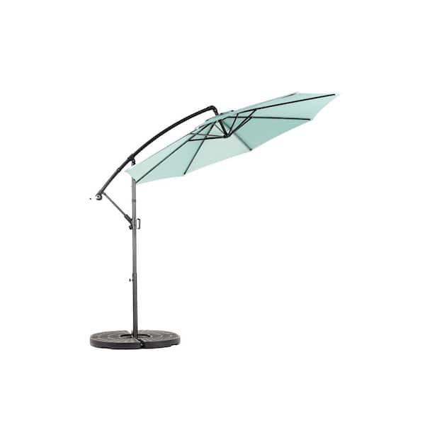 Tenleaf 10 ft. Hanging Market Patio Umbrella in Light Green with Easy Tilt Adjustment, Polyester Shade, 8 Ribs