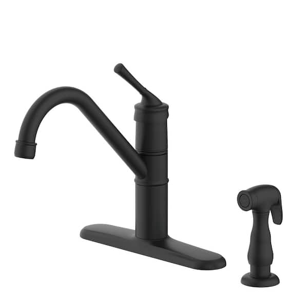 Glacier Bay Barnhart Single-Handle Kitchen Faucet with Side Sprayer in Matte Black