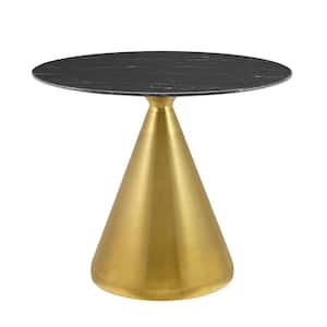 Tupelo 36 in. Gold Black Artificial Marble Dining Table