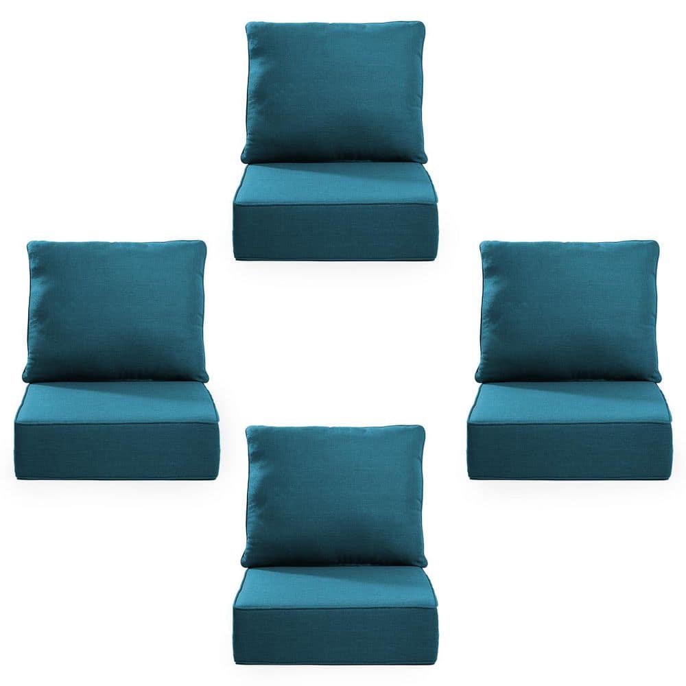 24 in. x 24 in. x 6 in. 8-Piece Olefin Deep Thick Seating Outdoor Lounge Chair Sofa Replacement Cushion in Peacock Blue price history on PriceWatchPro