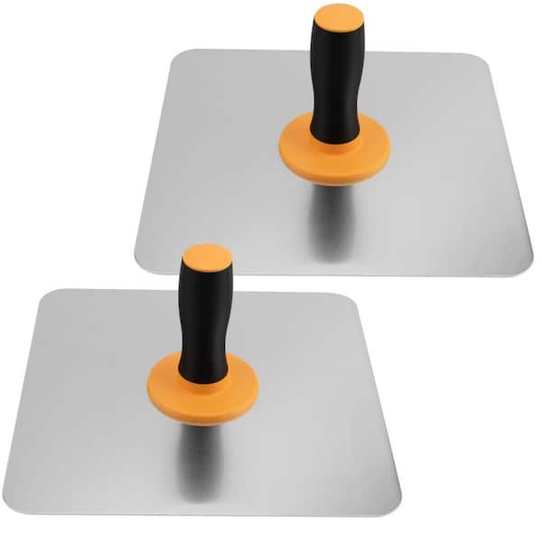 2-Piece 12 x 12 in. Aluminium Plastering Drywall Hawk with Yellow Soft Grip Handle for Cement, Mortar, Drywall
