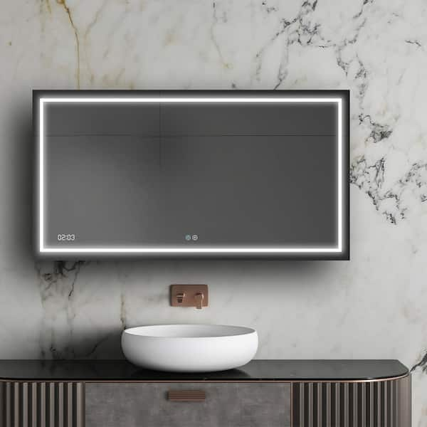 Daytona 60.00 in. W x 36.00 in. H Frameless Rectangular LED Light Bathroom Vanity Mirror in Clear