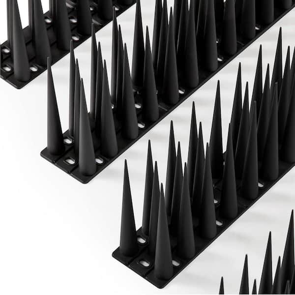Phewnyzo 4 in. x 2 in. Deterrent Bird Spikes for Outdoor Use, Black