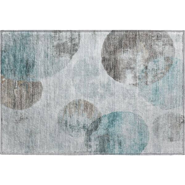 Mayfield Premium Machine Washable Abstract AMF2346 Teal 2 ft. x 3 ft. Accent Rug