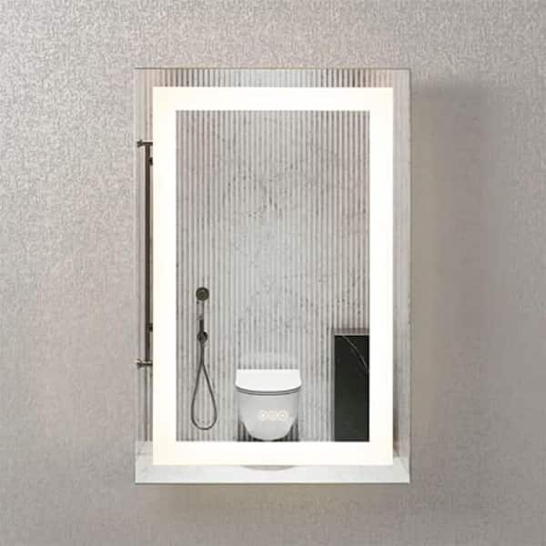 WINGBO 28 in. x 36 in. Sliver LED Bathroom Mirror Wall Mounted Vanity Light