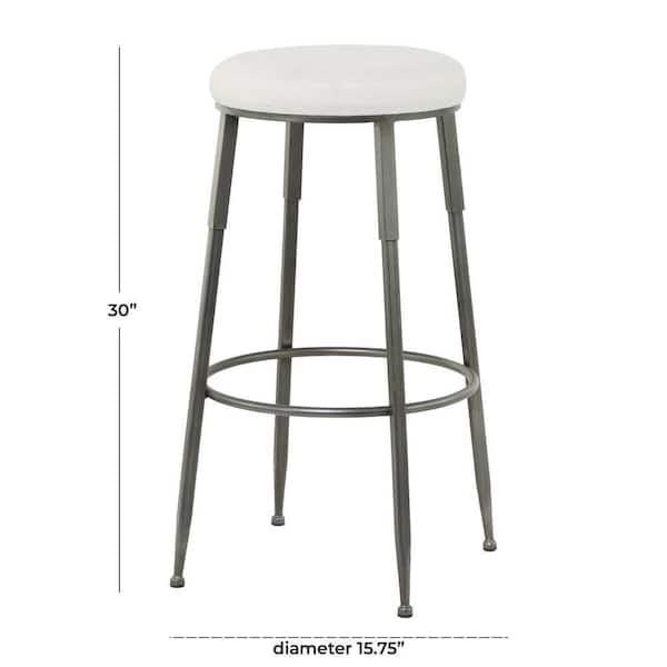 30 in. Gray Counter Stool with Cream Cotton Seat