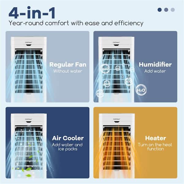 180 CFM Evaporative Air Cooler/Heater 4-in-1 Windowless Oscillating Swamp Cooler 3-Modes