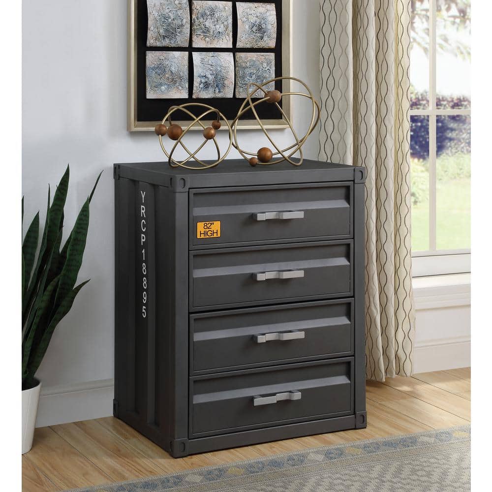Industrial Gunmetal 4-Drawer Metal Chest