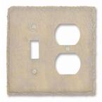 Faux Slate 2 Gang 1-Toggle and 1-Duplex Resin Wall Plate - Almond
