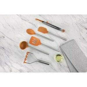 Apricot Silicone and Stainless Steel 6-Piece Kitchen Utensil Set