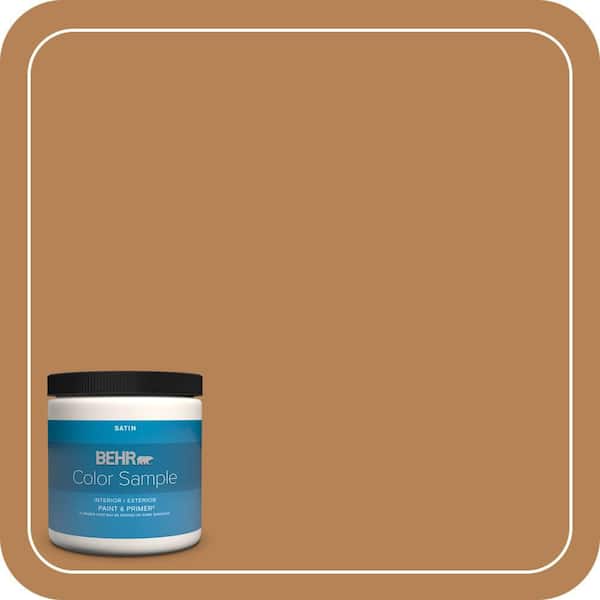 BEHR PREMIUM PLUS 8 oz. #S250-5 Roasted Cashew Satin Enamel Interior/Exterior Paint & Primer Color Sample