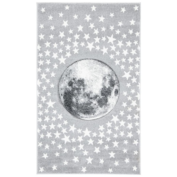 SAFAVIEH Carousel Kids Light Gray/White Doormat 3 ft. x 5 ft. Star Galaxy Area Rug