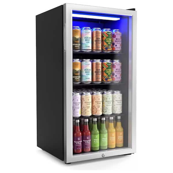 3.2 Cu. Ft. Commercial Beverage Refrigerator Upright Beverage Display Cooler in Black with Glass Door