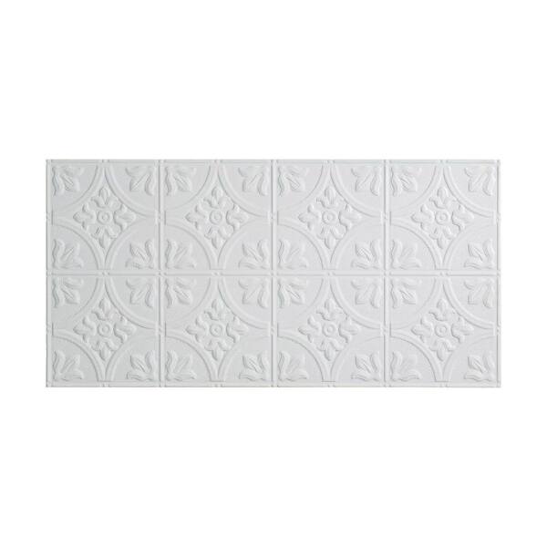 Fasade Traditional Style #2 2 ft. x 4 ft. Glue Up PVC Ceiling Tile in Gloss White