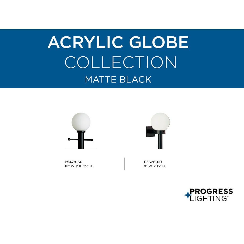 Black Polycarbonate Outdoor Globe Post Lantern, 10 Inches