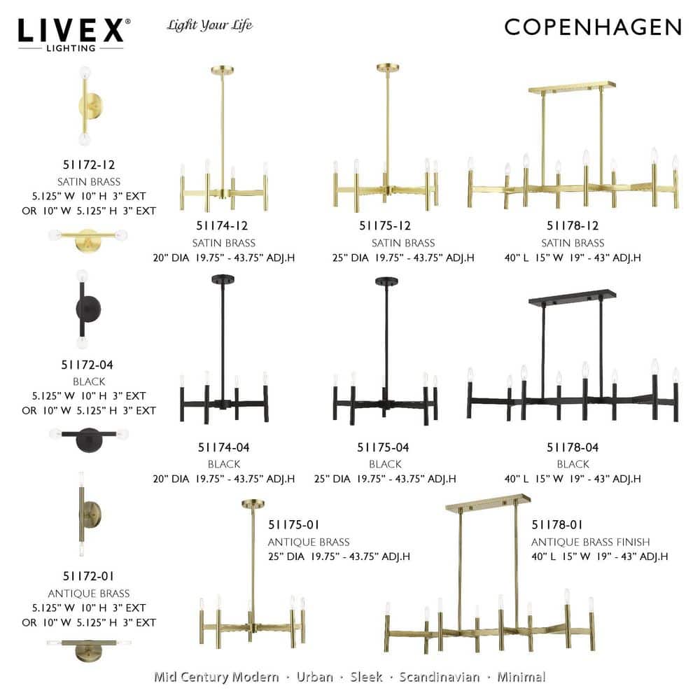 Copenhagen Black Steel 8-Light Candelabra Chandelier