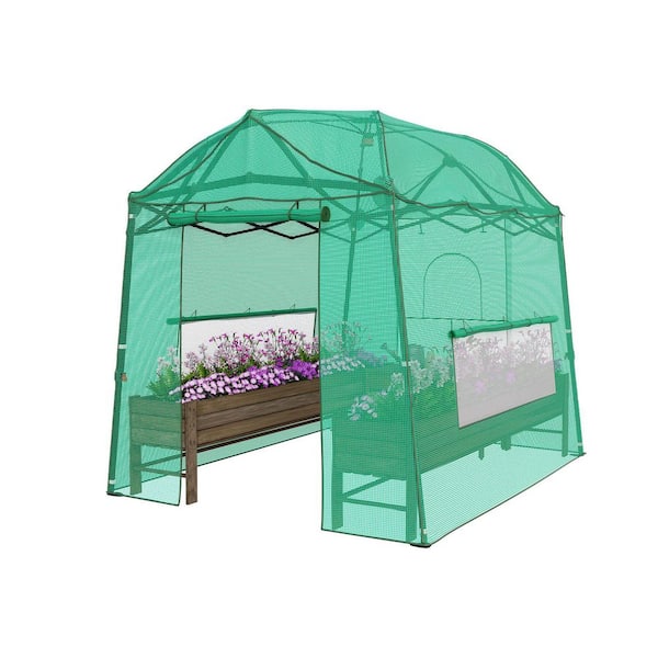64.76 in. W x 99.21 in. D x 88.19 in. H Green Greenhouse with Rolling Shutter Door Design