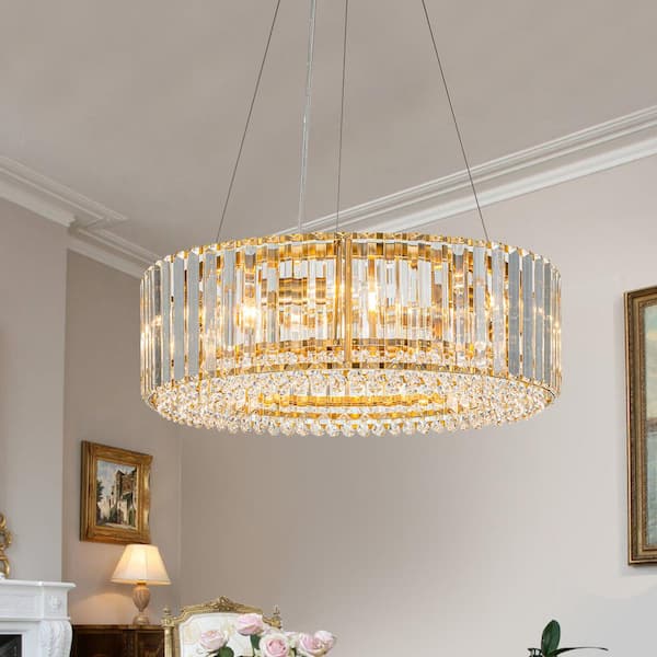 Orillia Contemporary 19.7 in. 6-Light Gold Crystal Ring Chandelier