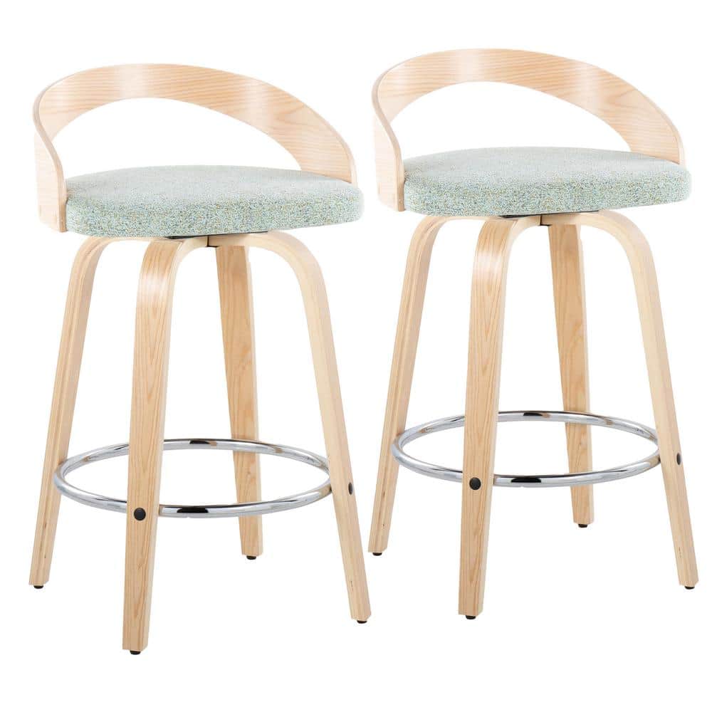 Lumisource Grotto 25.25 in. Light Green Fabric, Natural Wood