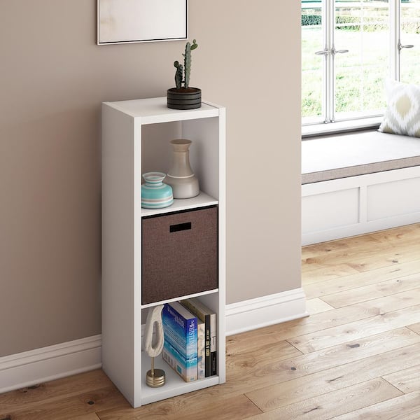 43.98 in. H x 15.87 in. W x 13.50 in. D White Wood Large 3-Cube Organizer