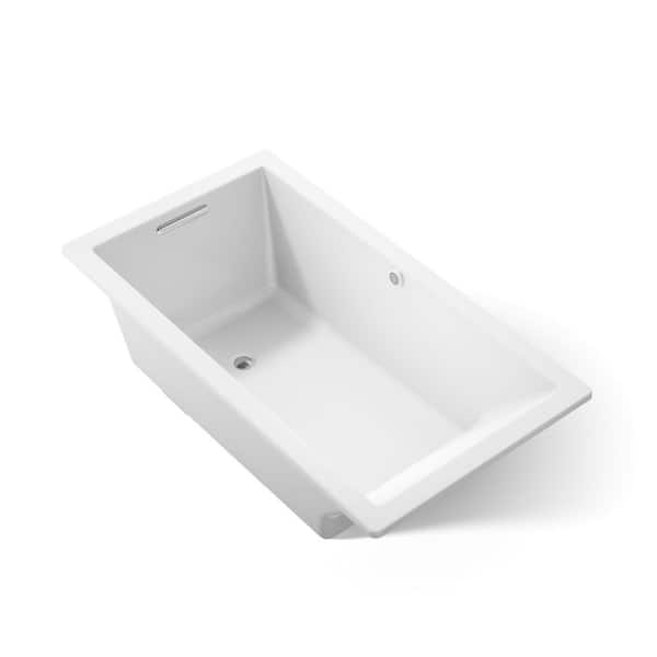 Underscore 66 in. x 36 in. Rectangular Soaking Bathtub with Reversible Drain in White
