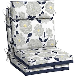 21.5 x 44 Flower Show High Back Outdoor Dining Chair Cushion (2-Pack)